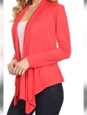 Liz Claiborne Coral Open-Front Draped Cardigan